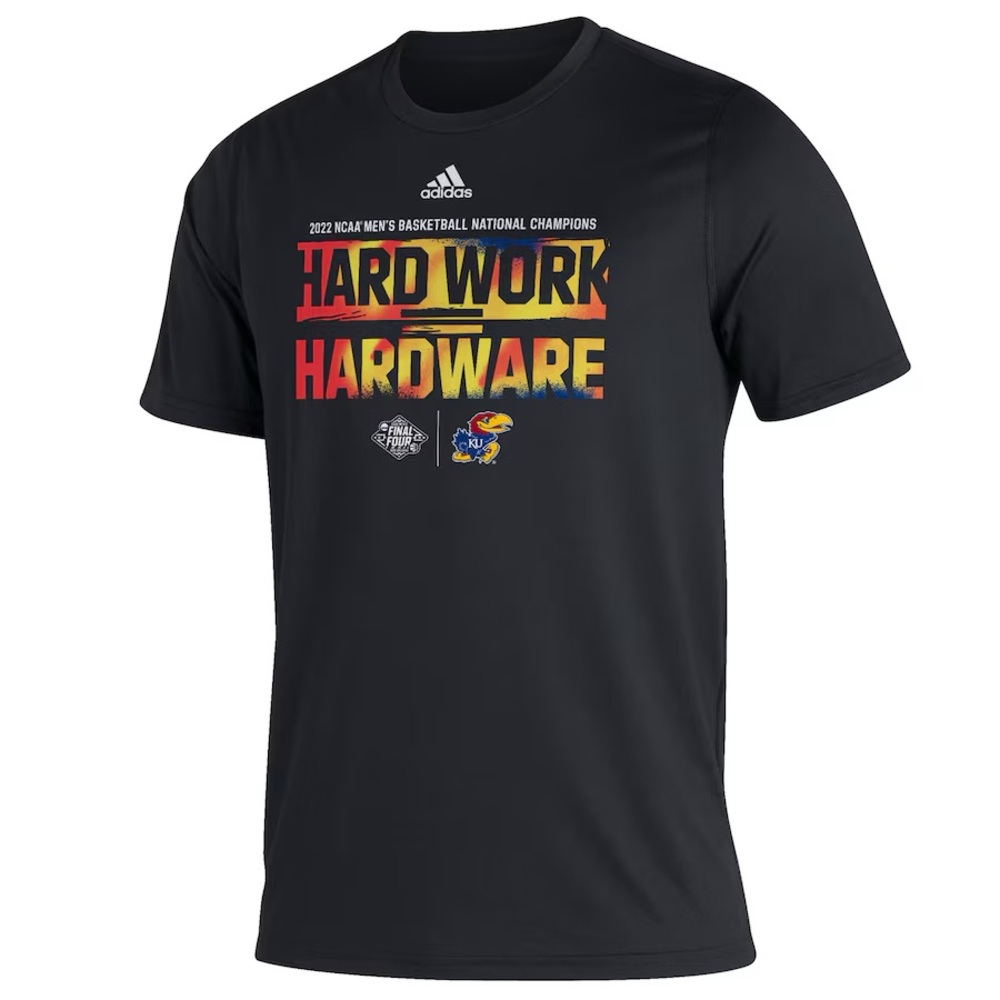 RARE adidas Kansas Jayhawks Hardware National Champs Team Locker Room shirt top